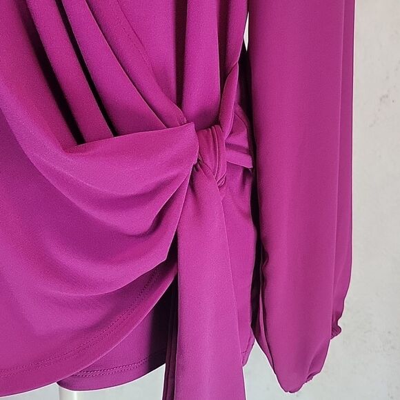 Alfani fuscia pink faux wrap blouse Women's Size S - Picture 5 of 12